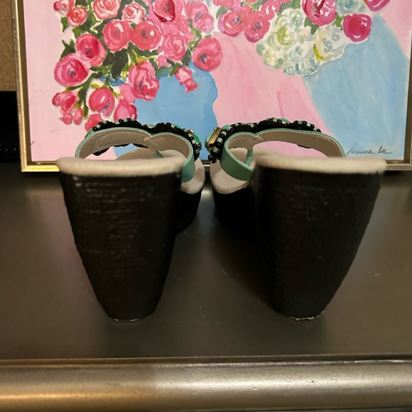 DOLCE by mojo moxy Cabana mint green black jeweled gem wedge size 8 - Picture 5 of 8